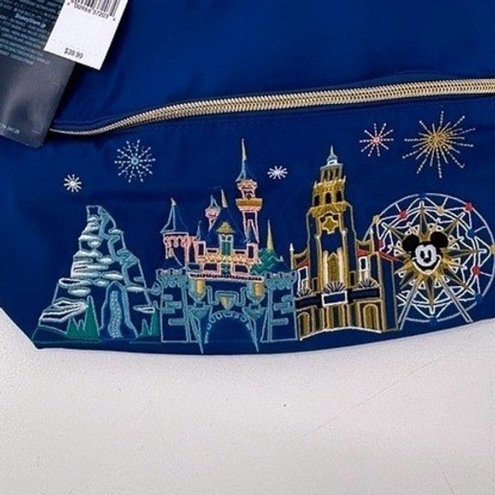 Disney Disneyland Resort Embroidered Skyline Blue Fanny Pack Waist Bag NWT - Picture 4 of 4